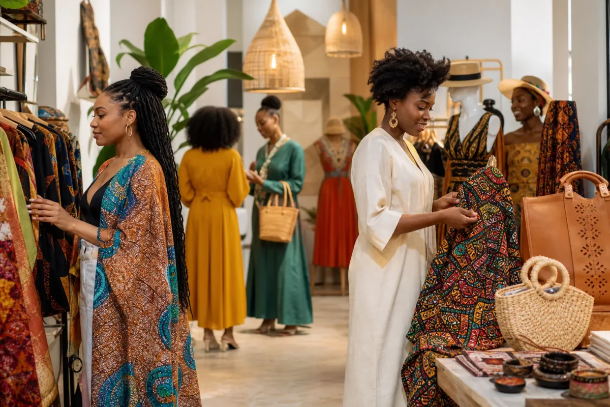 Vitrine de boutique de prêt-à-porter féminin avec pièces uniques