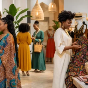 Vitrine de boutique de prêt-à-porter féminin avec pièces uniques