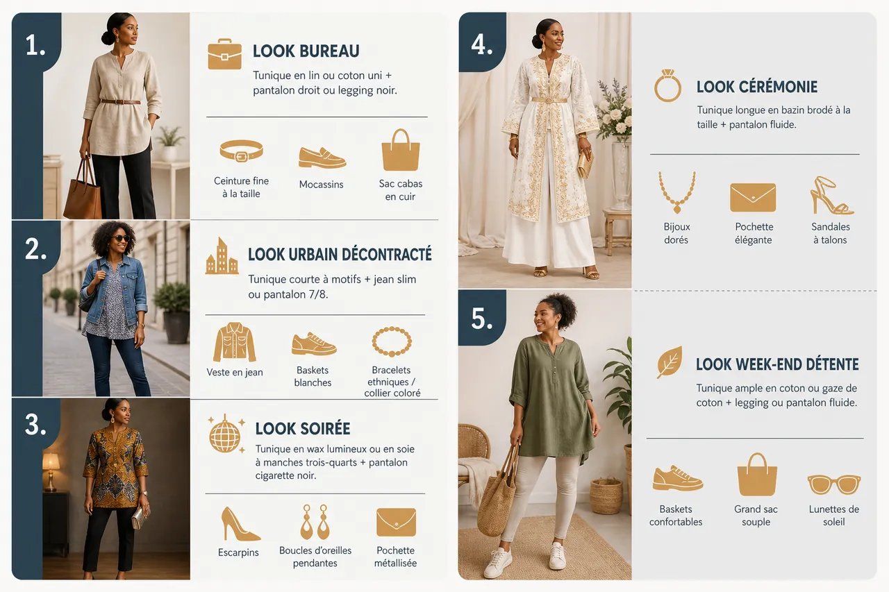 Tunique femme: 5 looks modernes et confortables pour tous les jours , Comment porter et accessoiriser une tunique femme en 2026