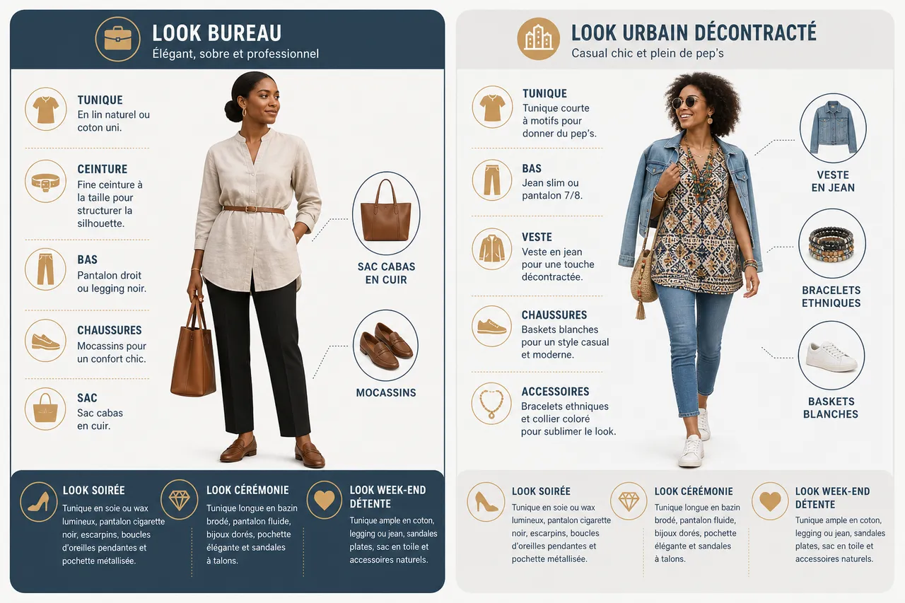 Tunique femme: 5 looks modernes et confortables pour tous les jours , Comment porter et accessoiriser une tunique femme en 2026