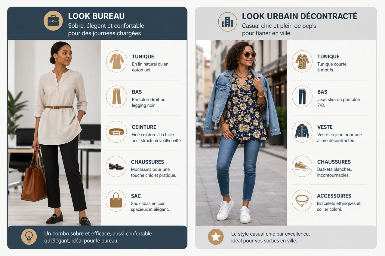Tunique femme: 5 looks modernes et confortables pour tous les jours , Comment porter et accessoiriser une tunique femme en 2026