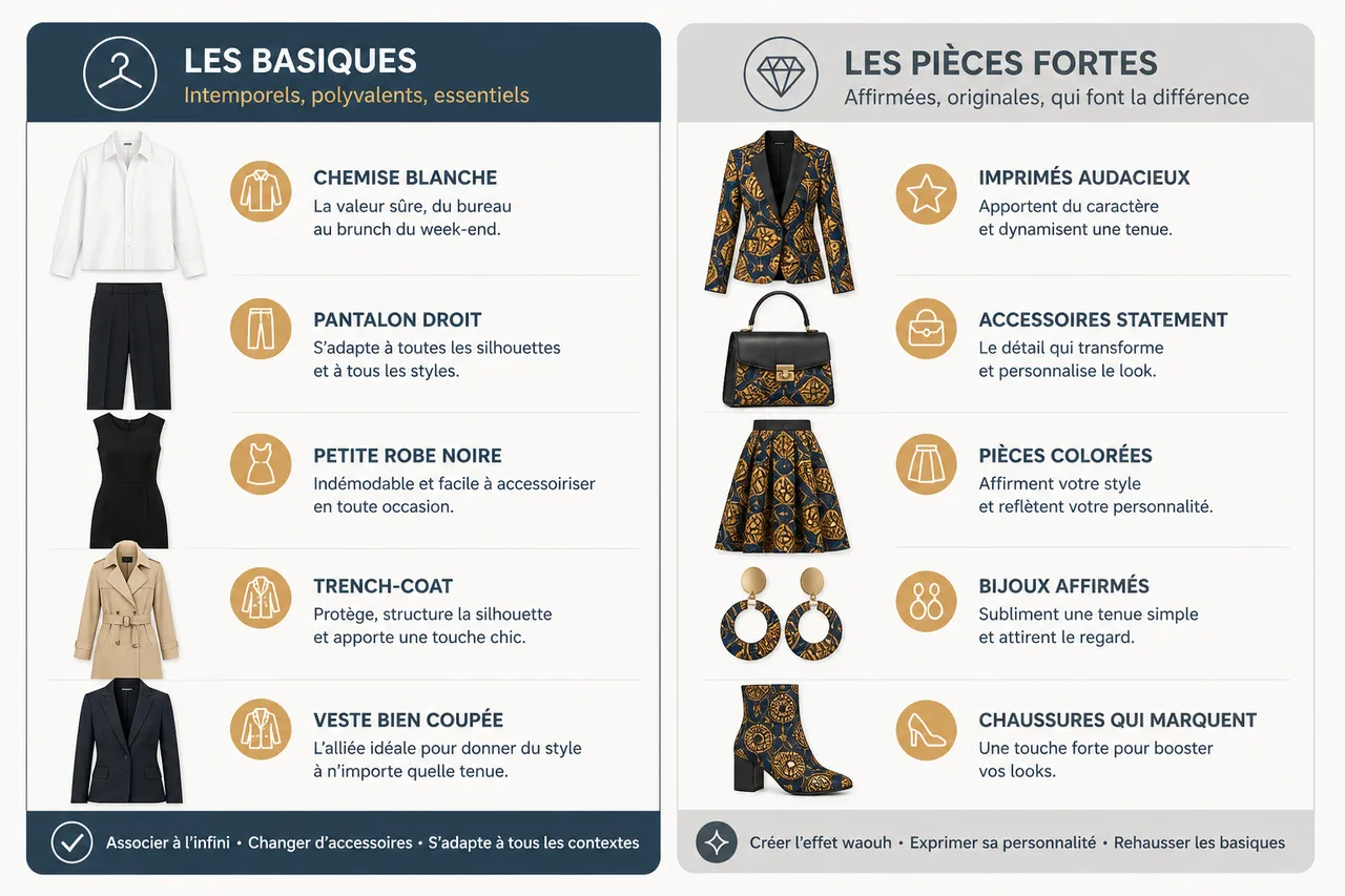Prêt à porter pour femme: bien différencier pièces basiques et pièces fortes , Composer sa garde-robe: basiques vs pièces fortes