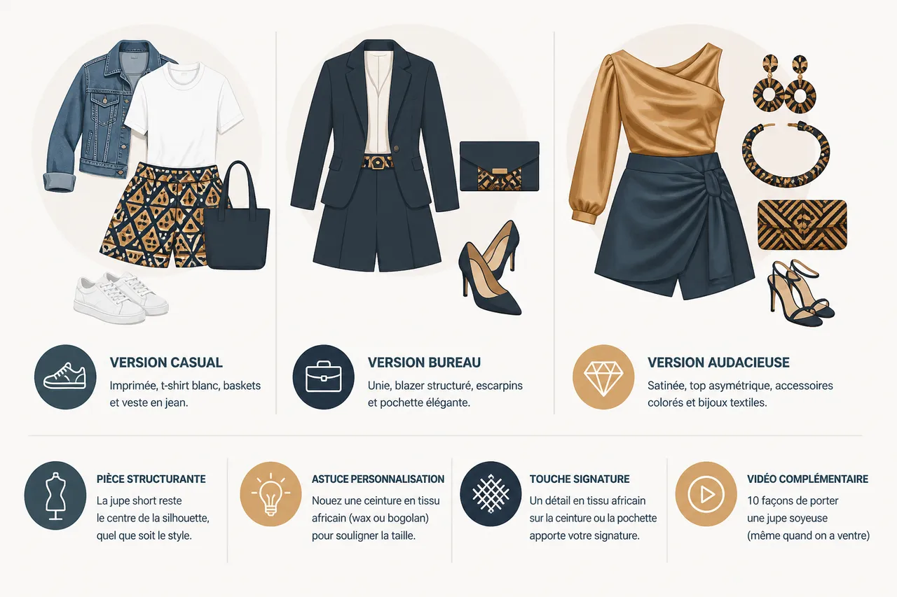 Comment porter la jupe short femme avec élégance au quotidien? , Inspirations et idées de looks: moodboard 2026