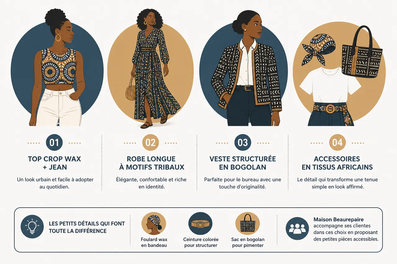Mode africaine pour femme: comment intégrer les tissus africains dans vos tenues de tous les jours? , Intégrer les tissus africains dans la garde-robe moderne