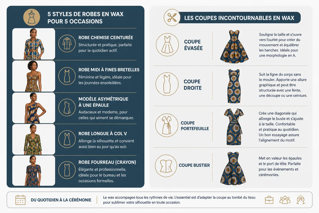 Robe en wax moderne, les coupes qui valorisent le plus la silhouette , Tendances et inspirations: les styles de robes en wax modernes en 2026