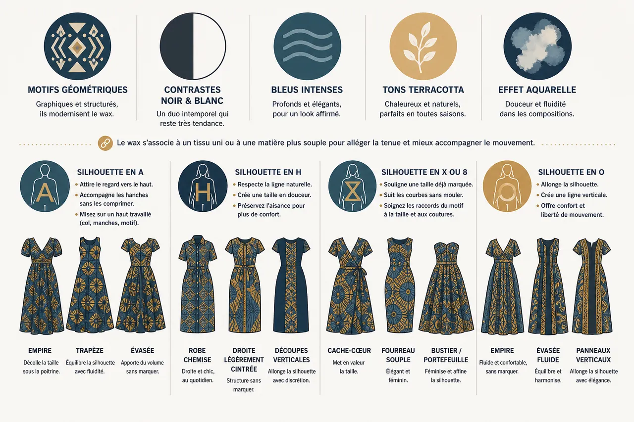 Robe en wax moderne, les coupes qui valorisent le plus la silhouette , Les tendances 2026: coupes et styles de robes en wax modernes