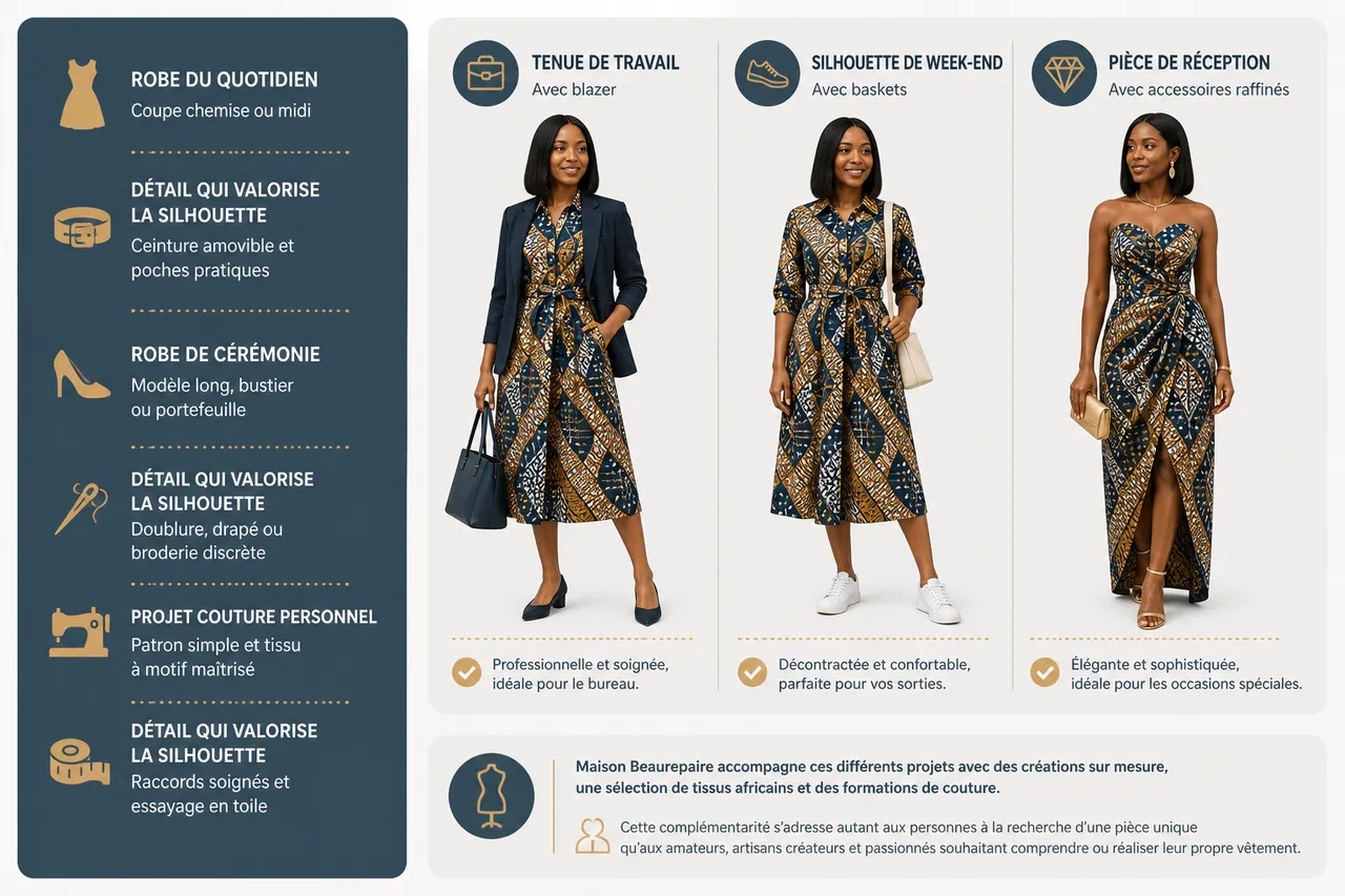 Robe en wax moderne, les coupes qui valorisent le plus la silhouette , Inspirations pour adopter la robe en wax moderne