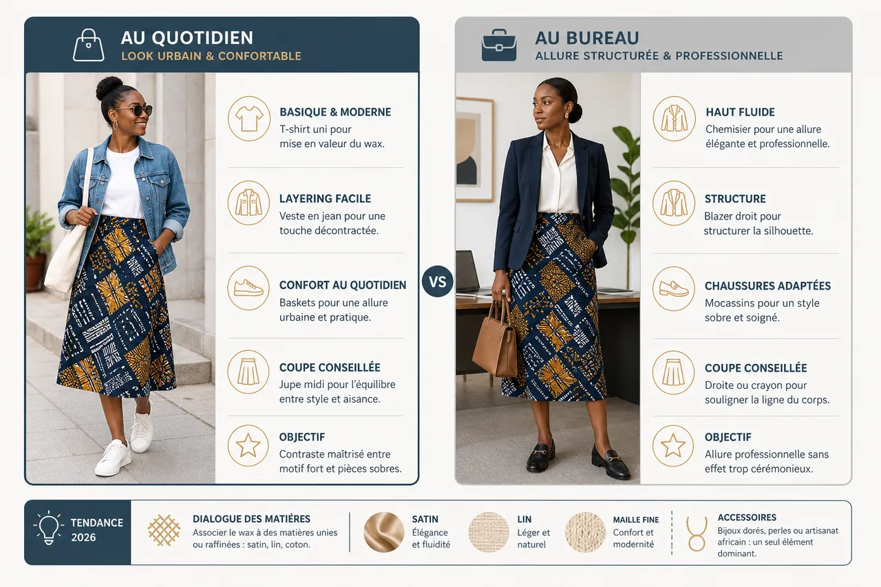 Jupe en wax élégante pour le quotidien et les occasions spéciales , Conseils de style pour le quotidien et les occasions spéciales