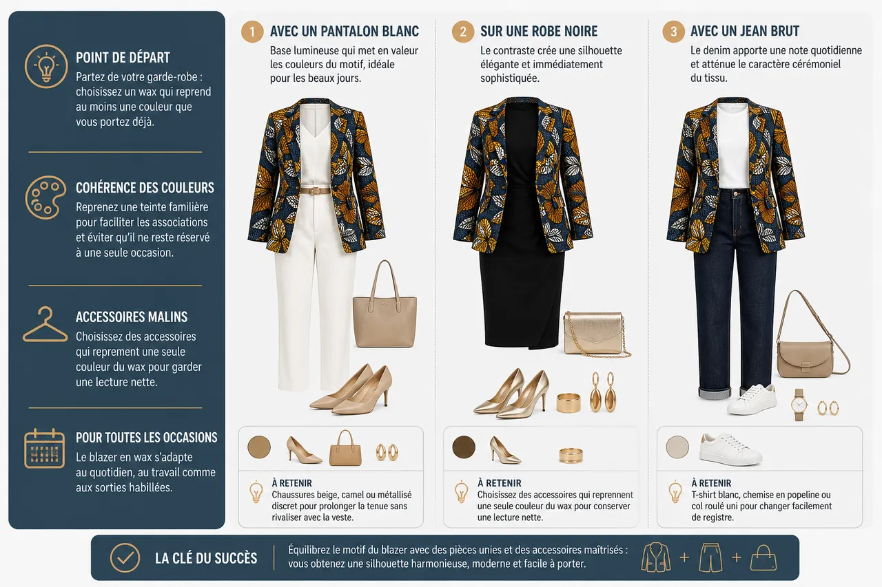 Blazer en wax femme ou veste structurée, que choisir selon votre style? , Intégrer le blazer en wax à son dressing