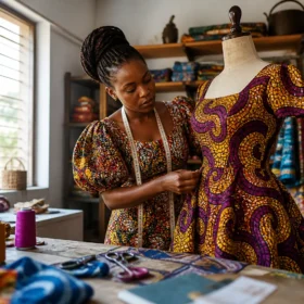 Tissus wax pour vêtements sur mesure pour femme élégante